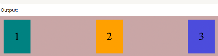 justified-content: space-between code and output