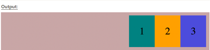 justified-content: flex-end code and output