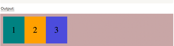 justified-content: flex-start code and output